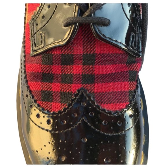 Dr. Martens Black and Red Plaid Brogues - Picture 9 of 11